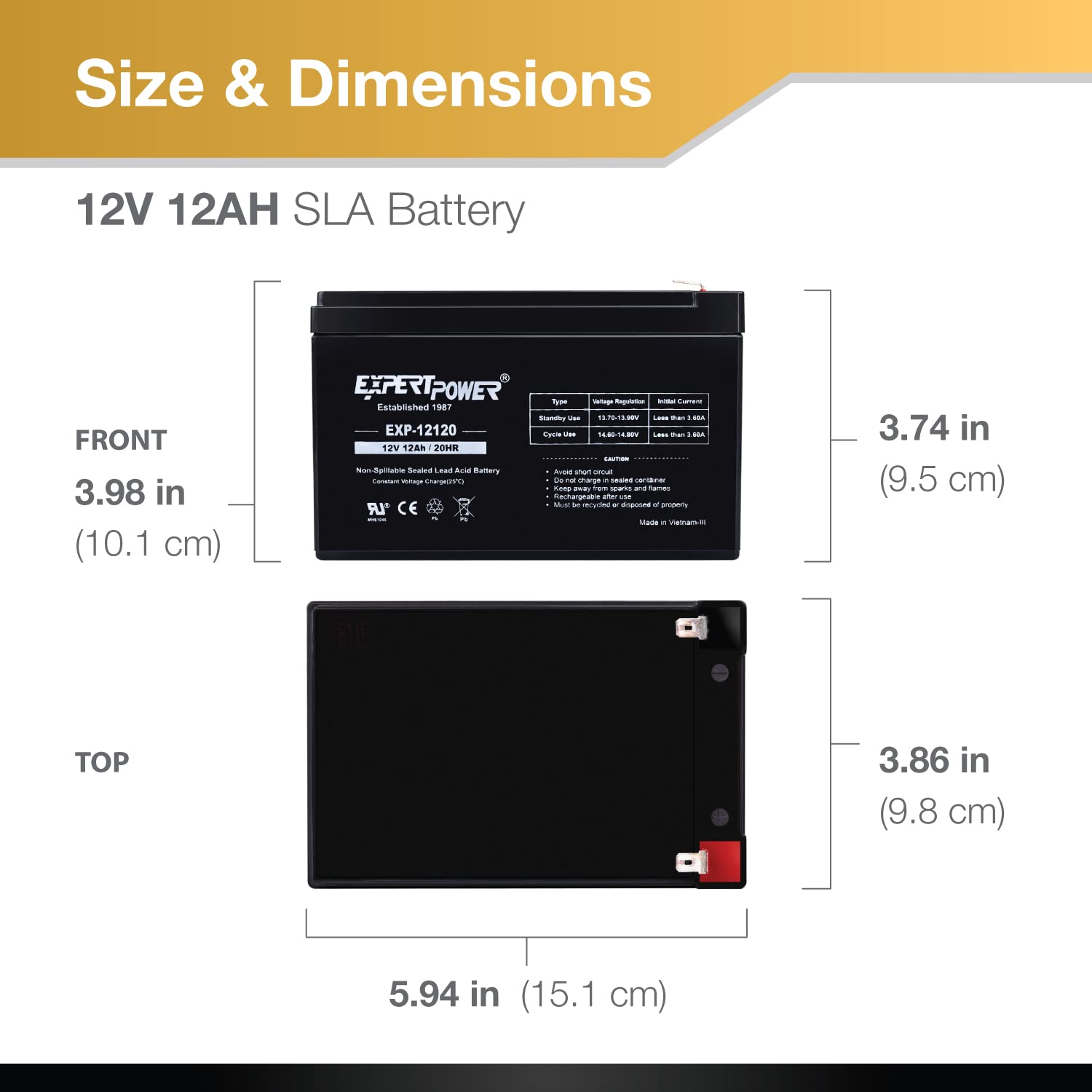 ExpertPower EXP12120 primeros planos de terminales F2 para conexión rápida