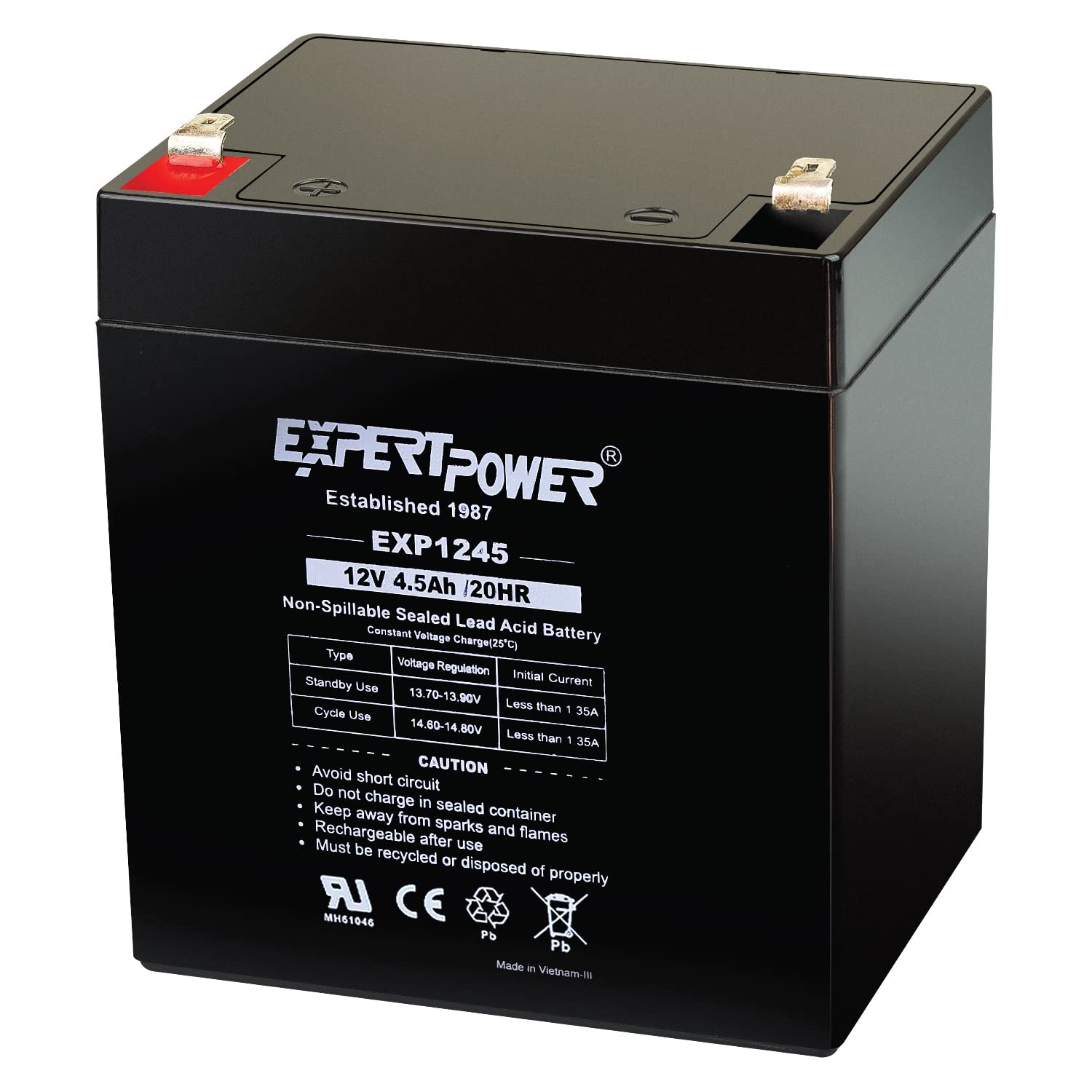 ExpertPower vista frontal de la EXP1245-12V mostrando el diseño compacto y robustez