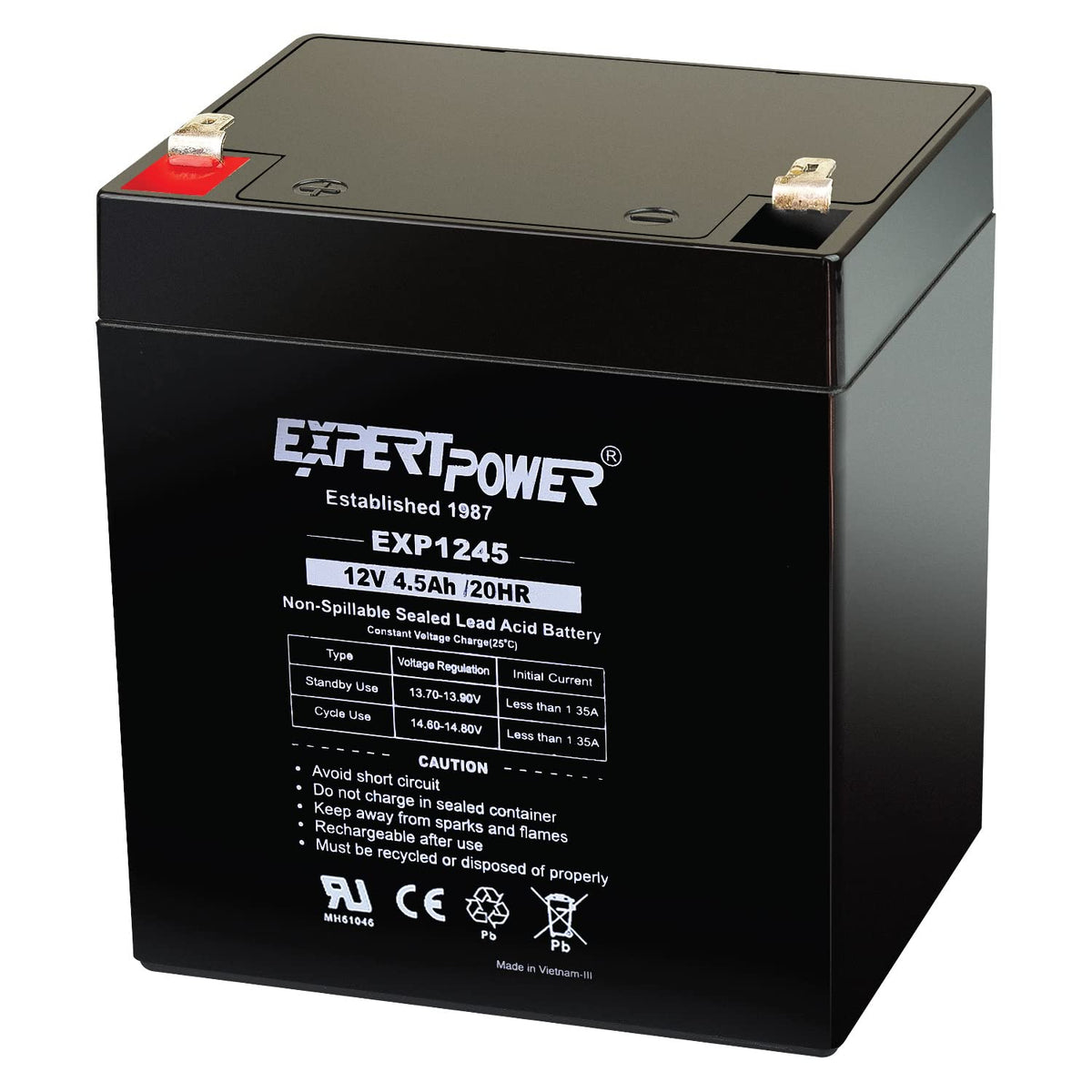 ExpertPower vista frontal de la EXP1245-12V mostrando el diseño compacto y robustez