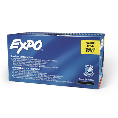 EXPO markers writing on whiteboard demonstrating bold black visibility