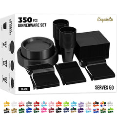 Exquisite platos 9" frontales mostrando acabado negro elegante y limpieza