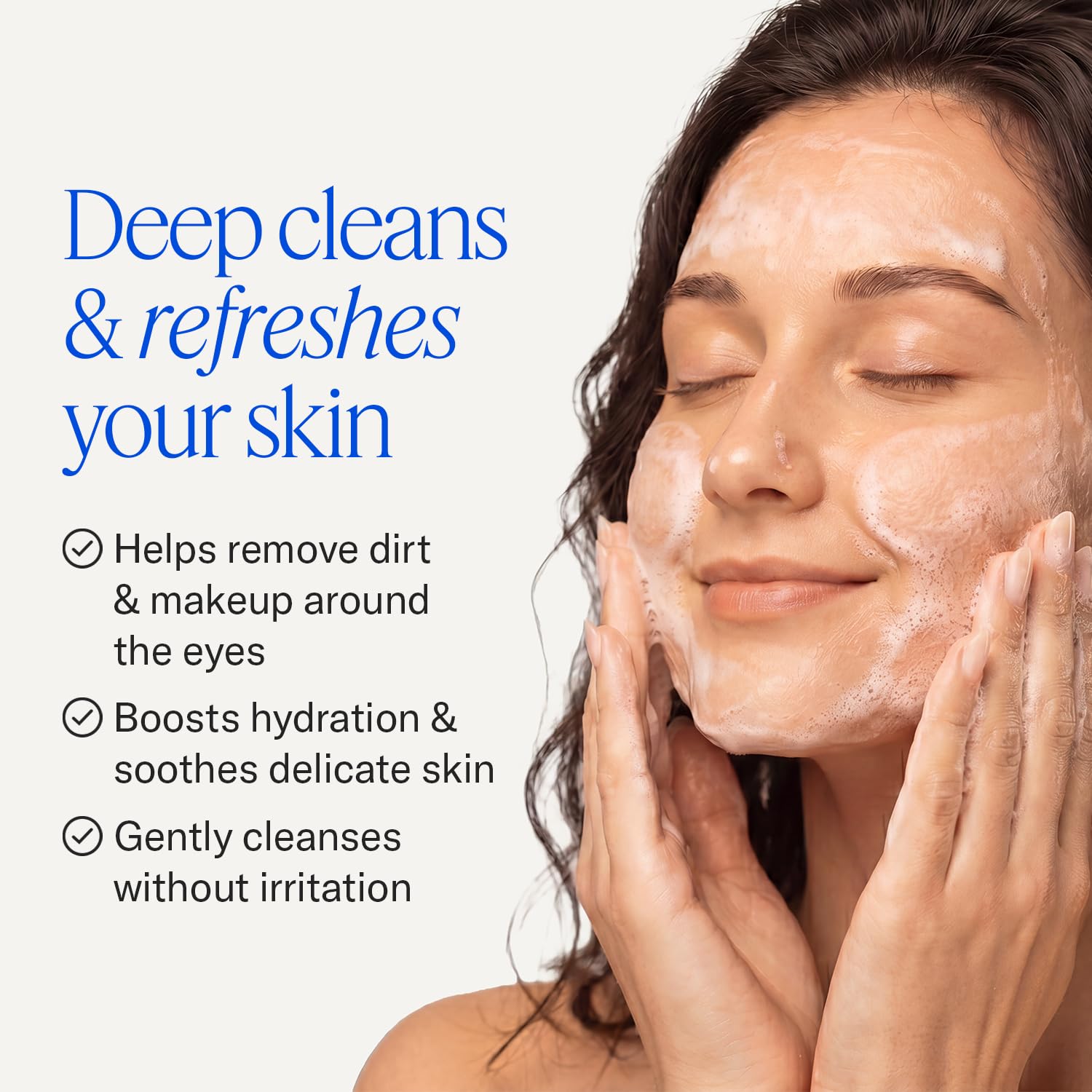 Person using EYEECO cleanser at bathroom basin for gentle eyelid washing benefit