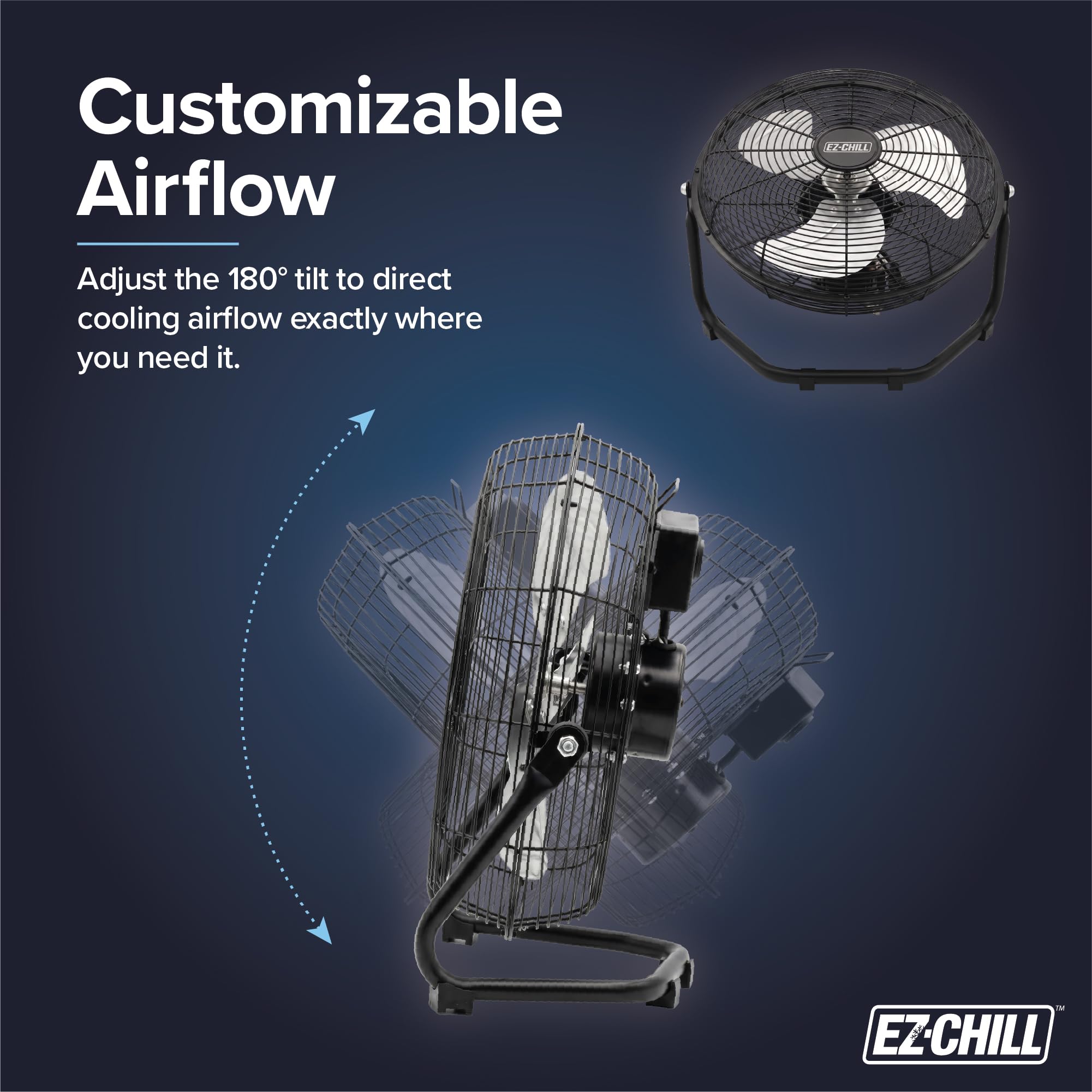 EZ-CHILL ventilador en oficina dirigido a escritorio para mejorar confort laboral