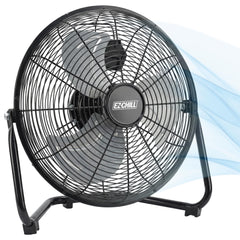 EZ-CHILL vista frontal del ventilador de piso mostrando control y diseño robusto