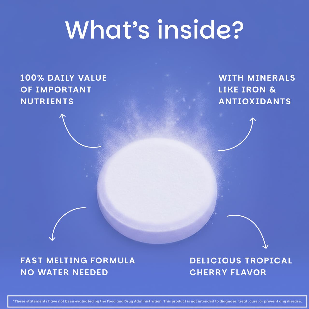 Persona usando EZ Melts sin agua, marca EZ Melts para consumo cómodo
