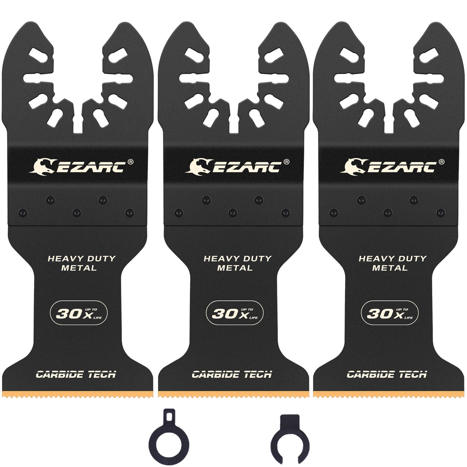 EZARC empaque frontal mostrando pack de 3 hojas resistentes para trabajos duros