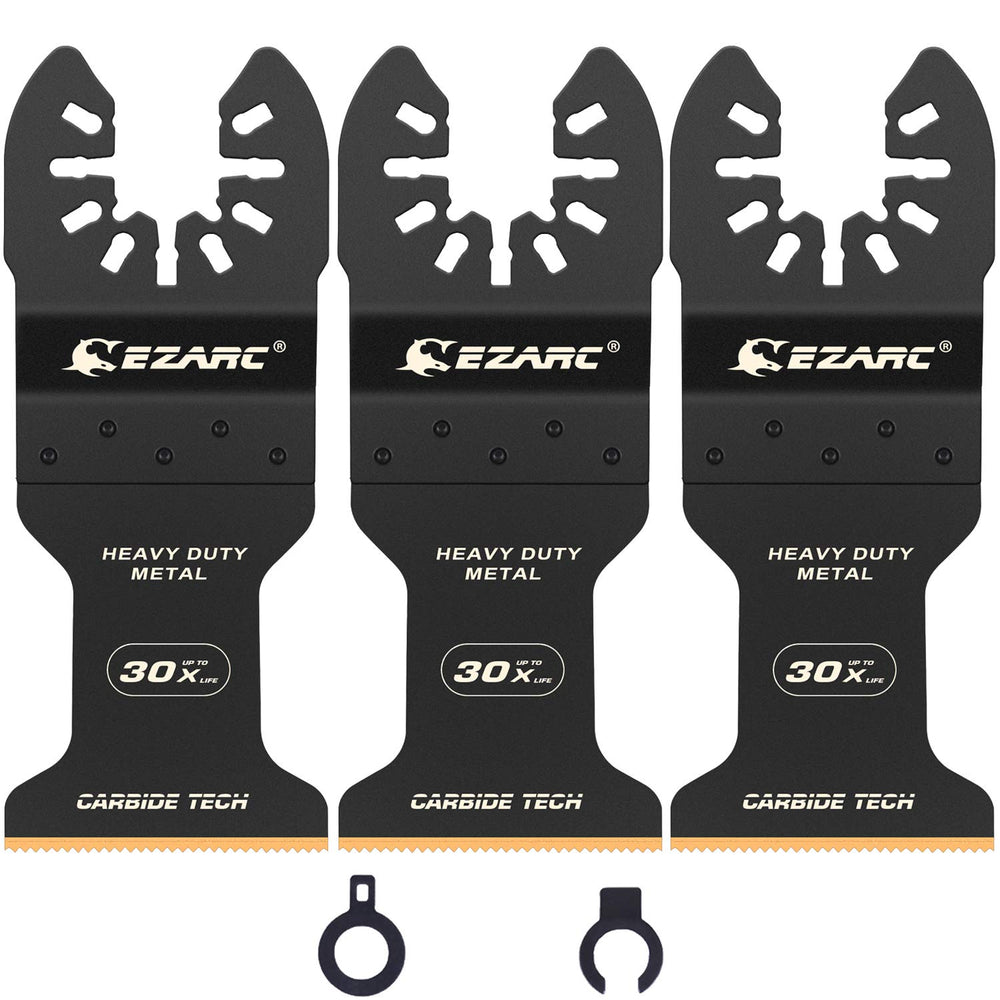 EZARC empaque frontal mostrando pack de 3 hojas resistentes para trabajos duros