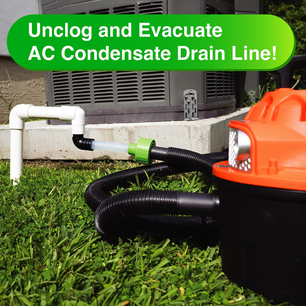 EZVAC conectado a aspiradora en uso para evacuar obstrucciones eficientemente