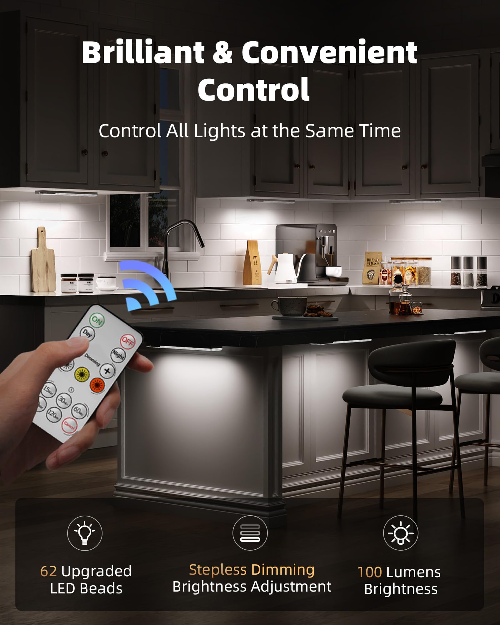EZVALO luces instaladas bajo mueble de cocina para mejor visibilidad