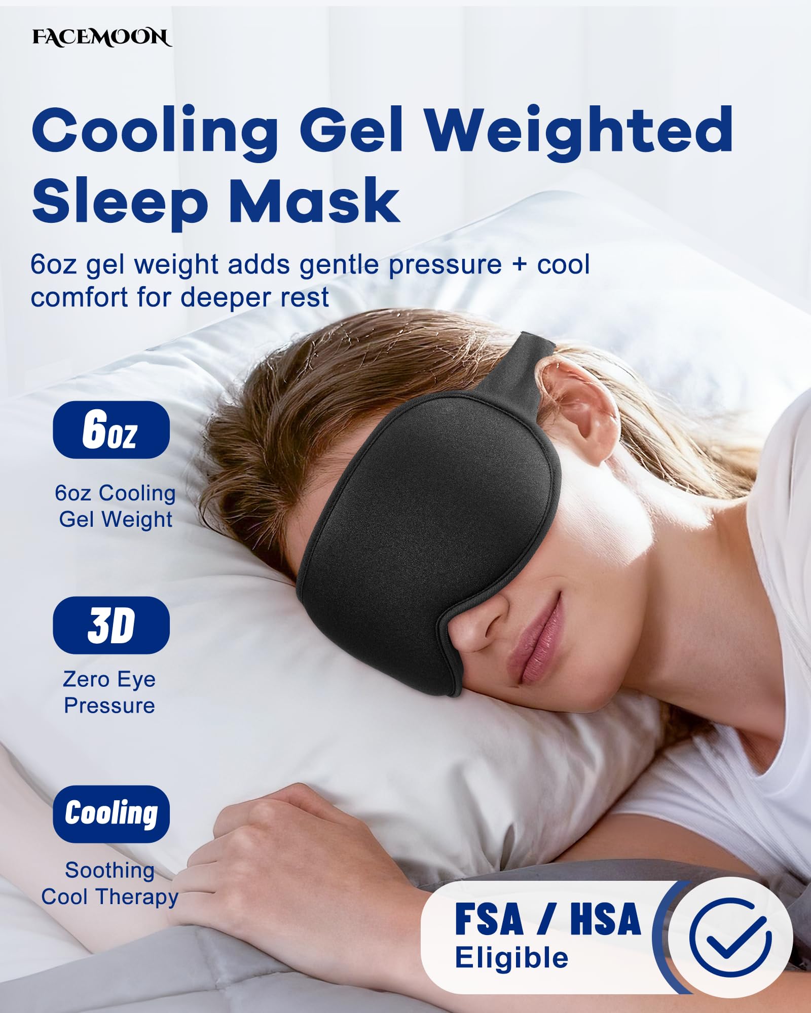 Facemoon núcleo de gel frío en primer plano que ofrece peso uniforme y confort