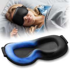 Facemoon antifaz frontal mostrando bloqueo total y diseño ergonómico para descanso