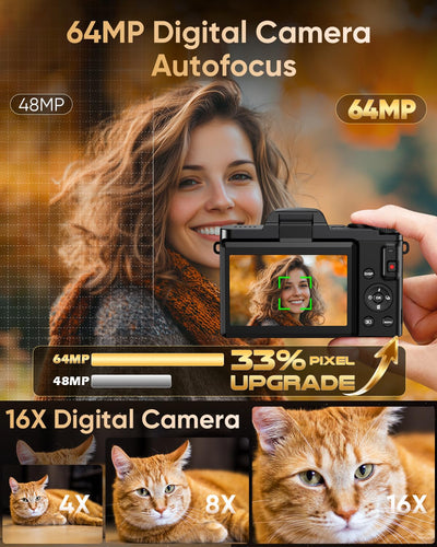 FACLAM rear view with LCD and buttons, offering simple on‑camera navigation