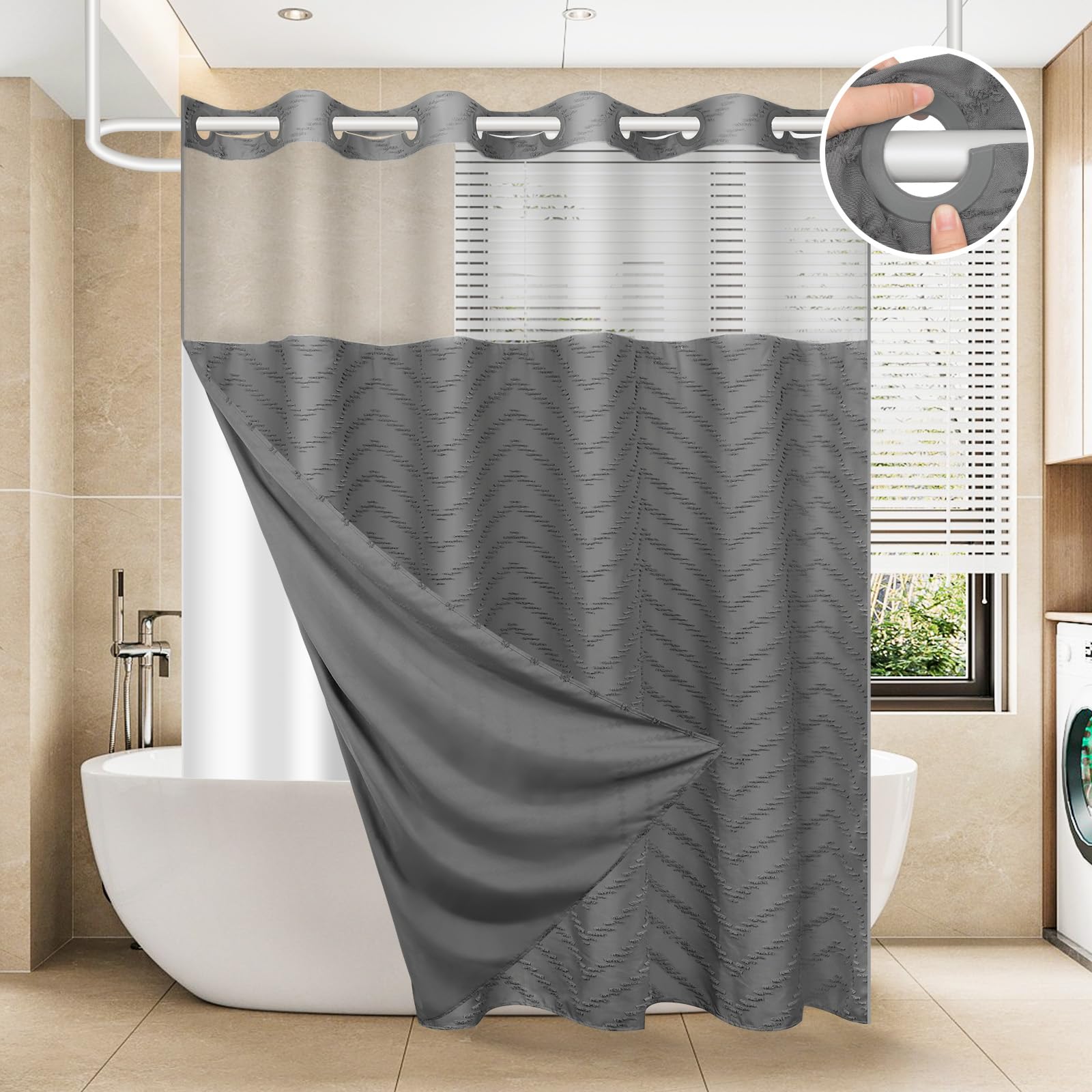 FADOTY front view of curtain set showing ready-to-hang convenience