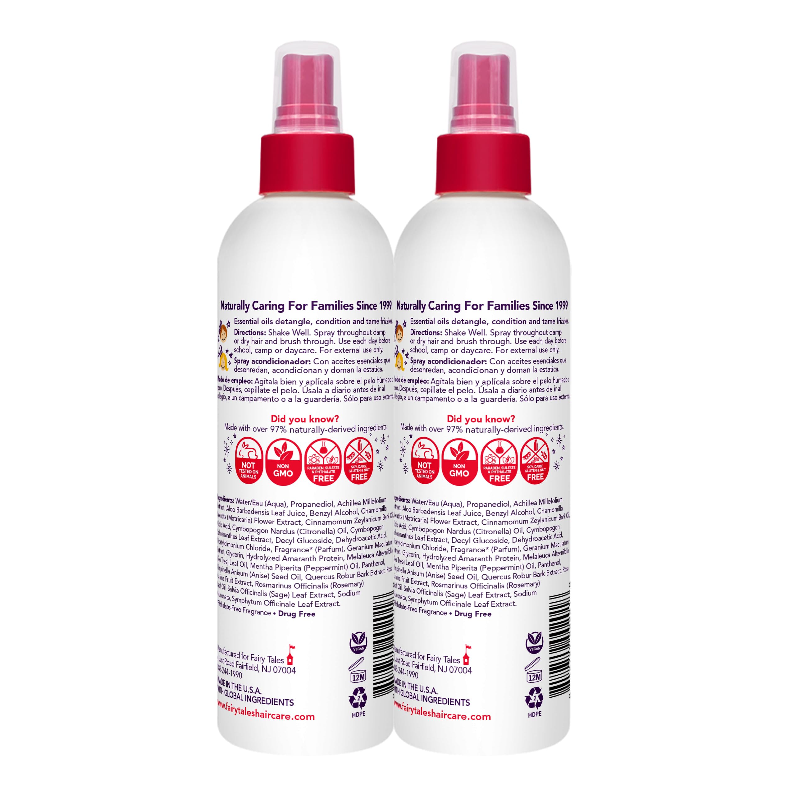 Fairy Tales textura del spray en cabello mostrando desenredo y suavidad