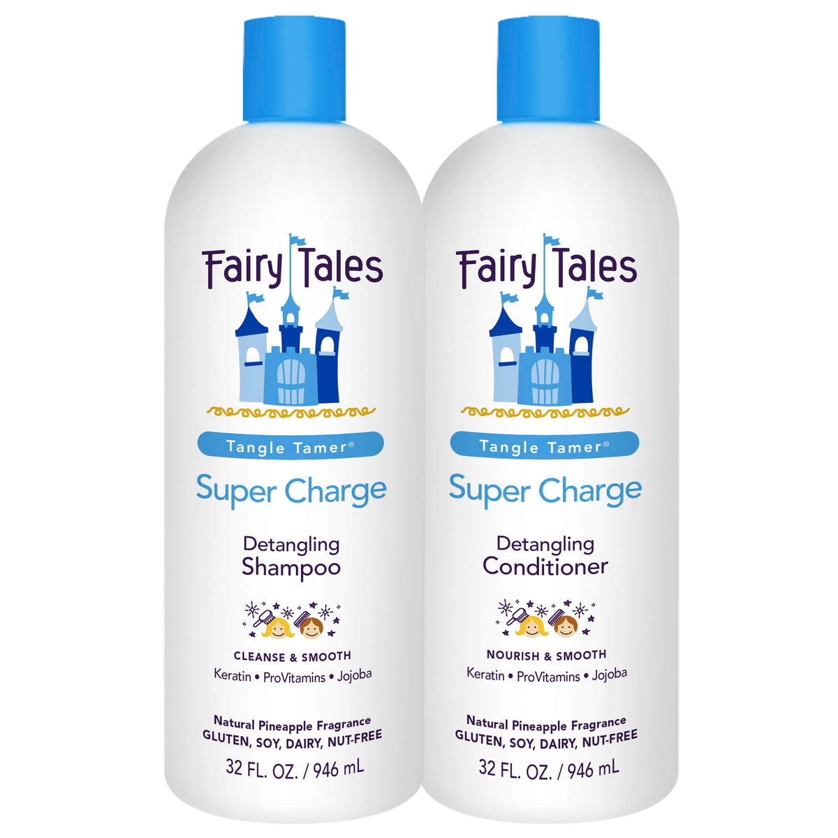 Fairy Tales envase frontal 32 oz con diseño infantil y fácil dosificación