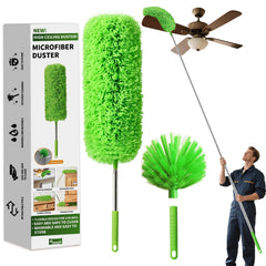 FAMYLI frente del set con poste extensible mostrando accesorios y beneficios de alcance