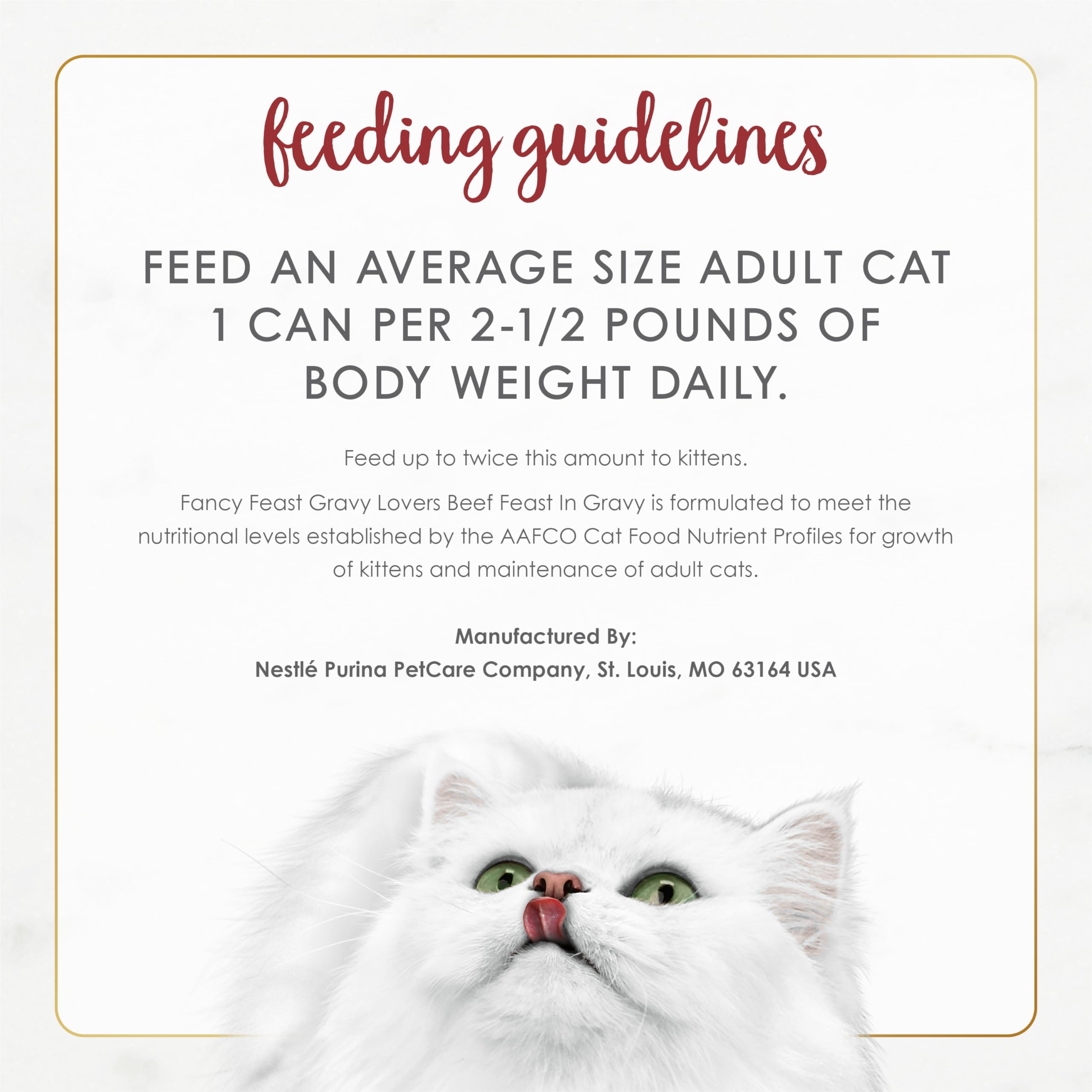 Fancy Feast comida siendo sostenida por mano, fácil de servir y dosificar