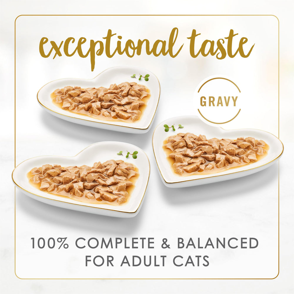 Fancy Feast primer plano de trozos y textura apetecible
