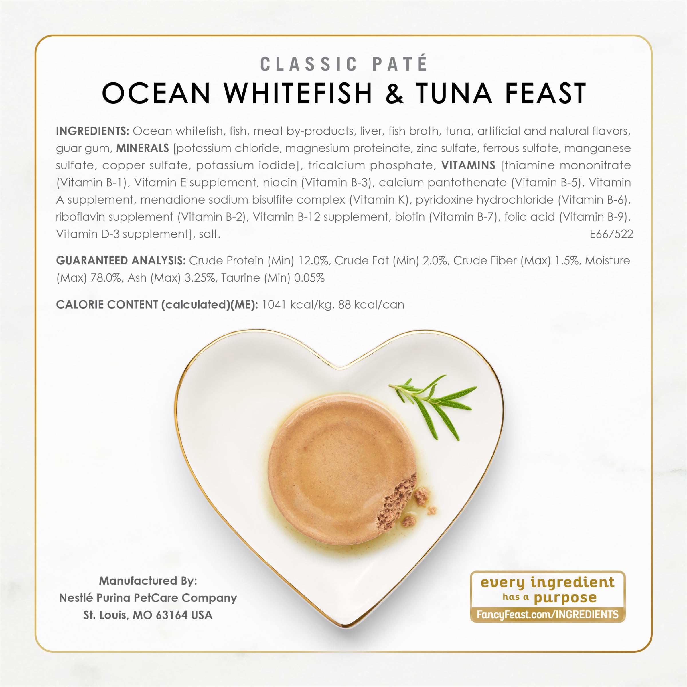 Purina Fancy Feast porción servida en plato, lista para el gato