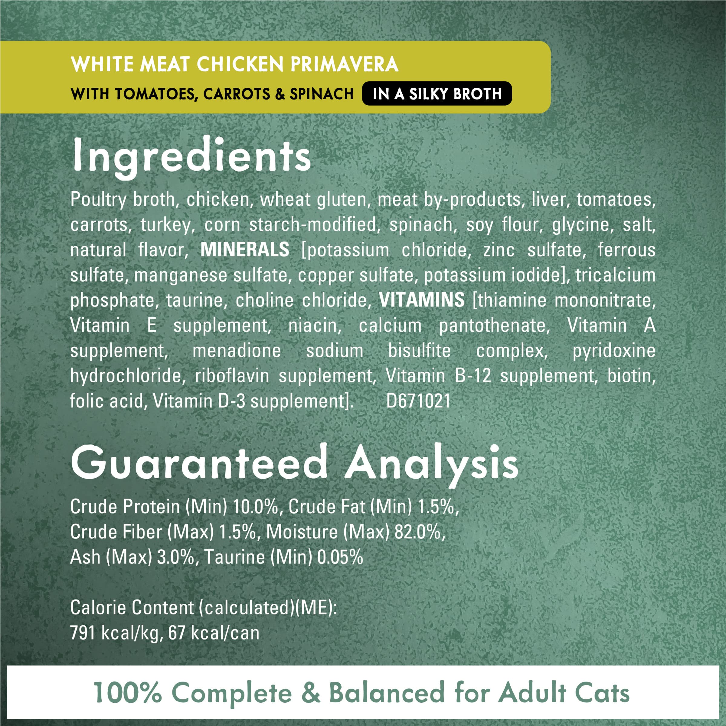 Fancy Feast etiqueta con ingredientes clave, transparencia nutricional
