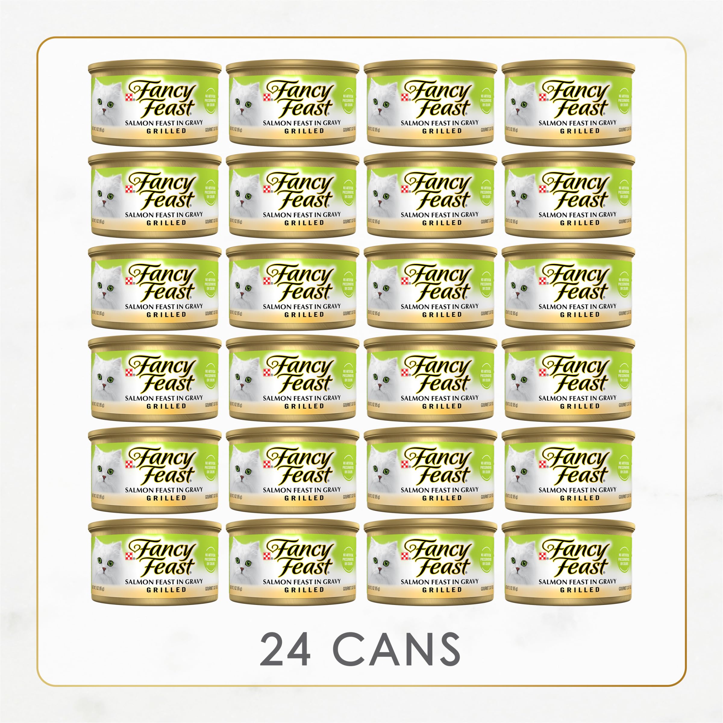 Fancy Feast etiqueta con lista de ingredientes y beneficios equilibrados