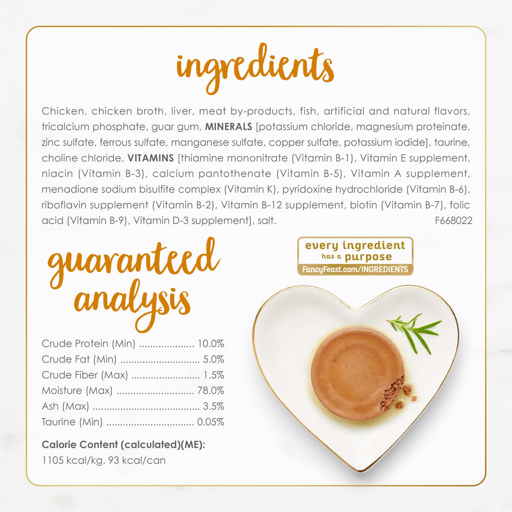 Fancy Feast etiqueta nutricional detallada para ver ingredientes y análisis