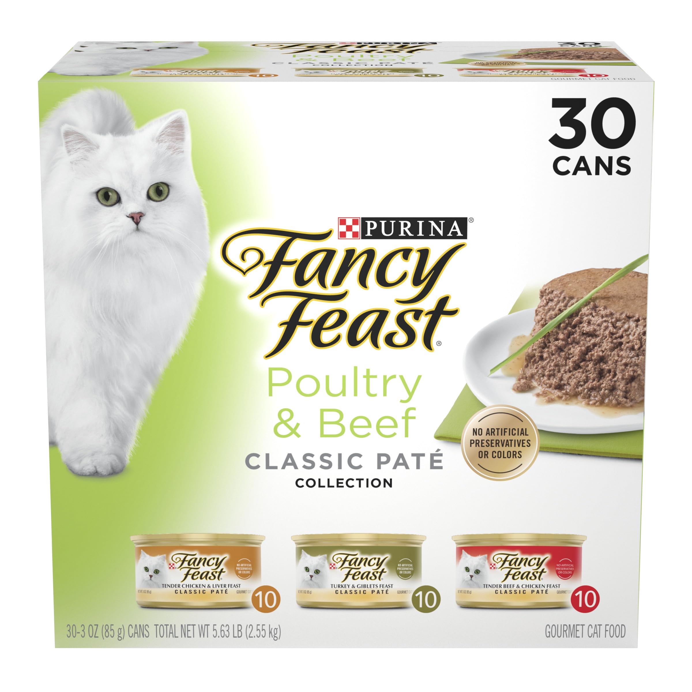 Fancy Feast frente del empaque mostrando variedad y presentación