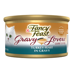 Fancy Feast frente de la lata mostrando diseño y producto