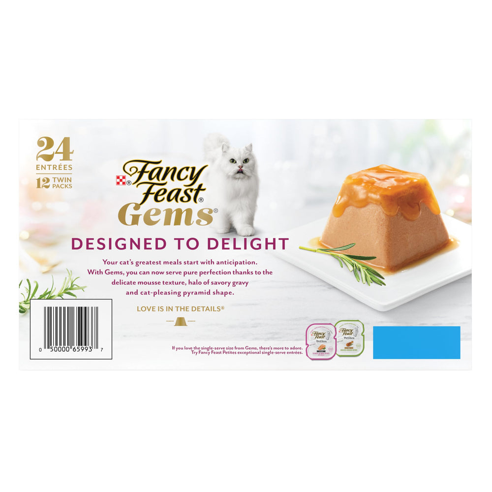 Fancy Feast pack de variedad mostrando 12 latas en presentación