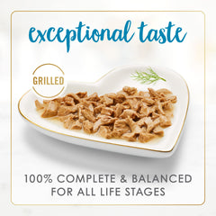 Fancy Feast lata abierta servida en plato lista para ofrecer y facilitar la comida