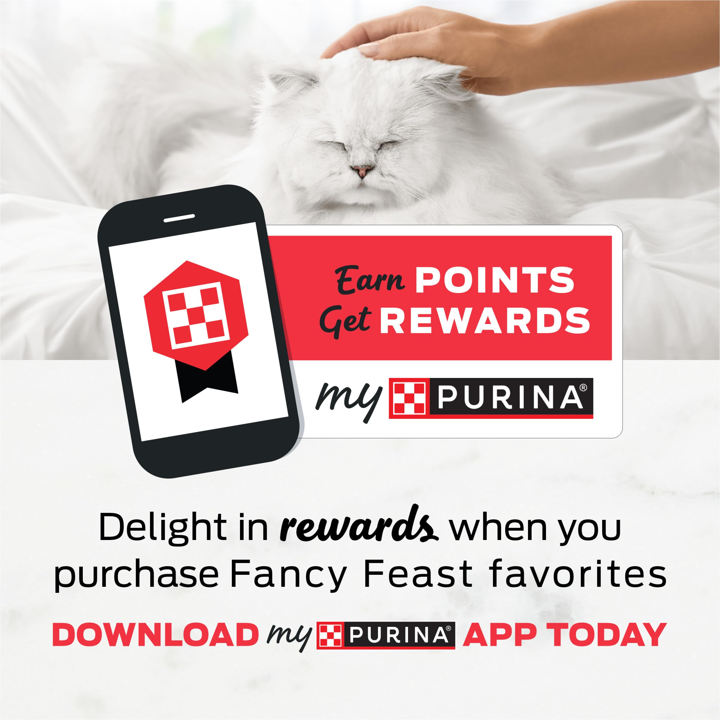 Pack de 16 Fancy Feast sobres apilados para almacenamiento y uso frecuente