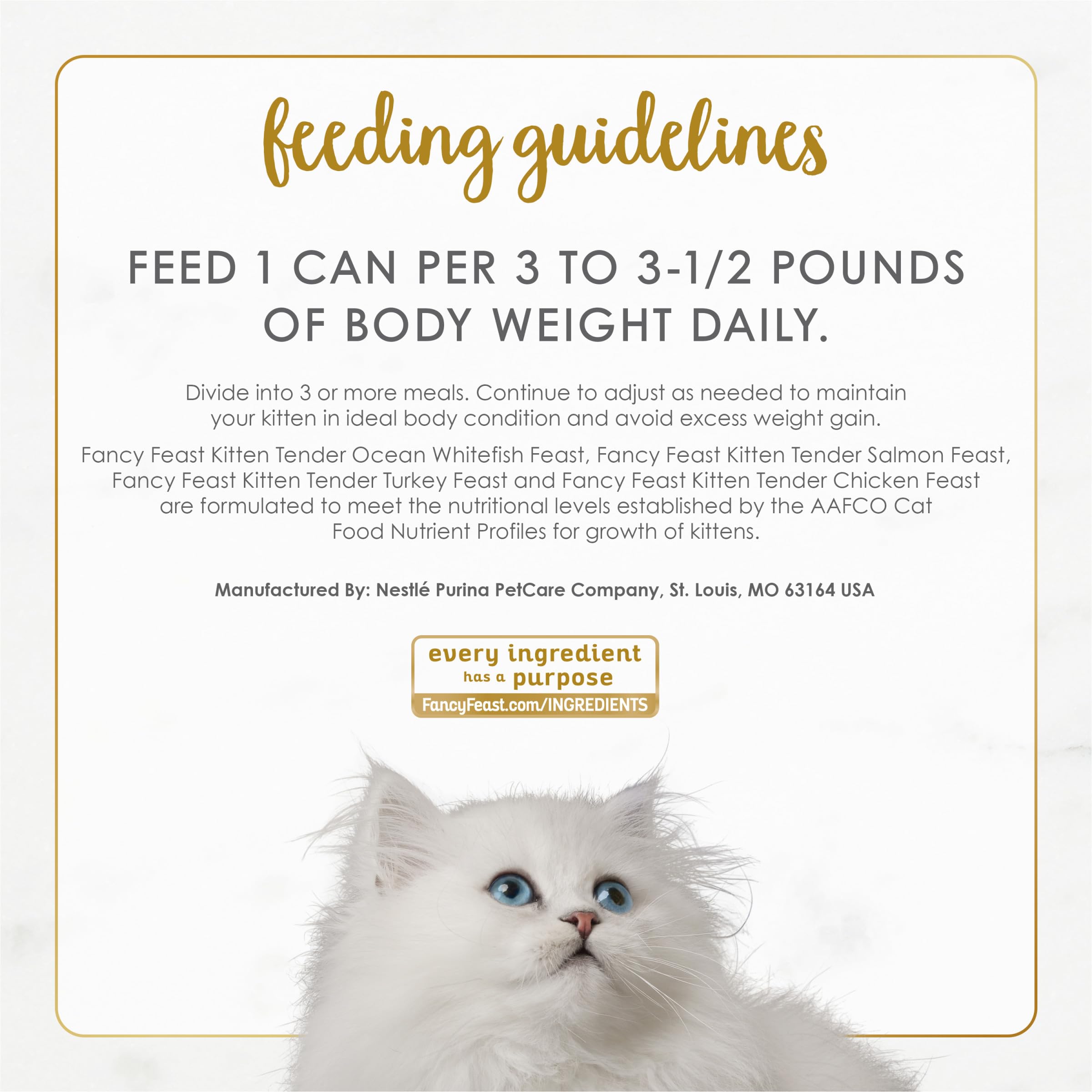 Fancy Feast Purina variedad de latas abiertas mostrando recetas de pescado y aves
