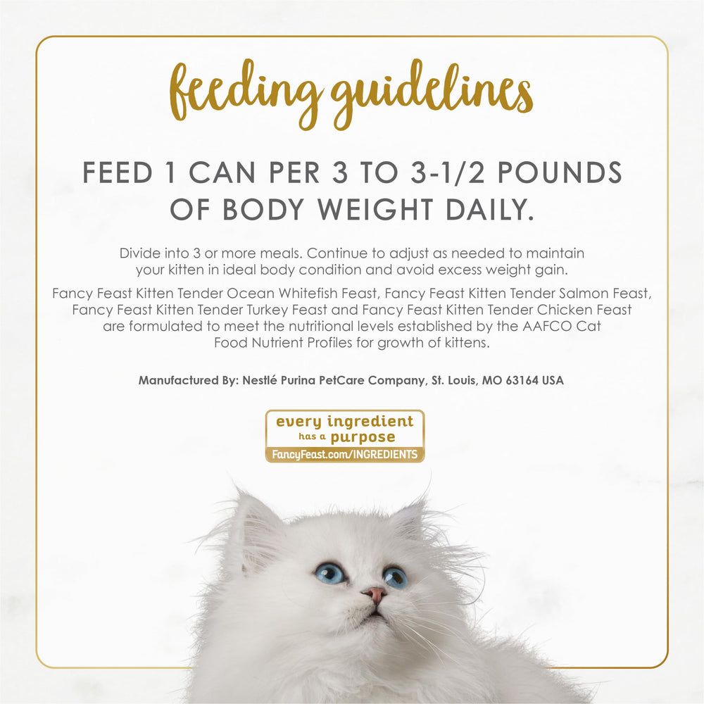 Fancy Feast Purina variedad de latas abiertas mostrando recetas de pescado y aves