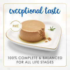 Fancy Feast textura paté en primer plano para fácil ingestión