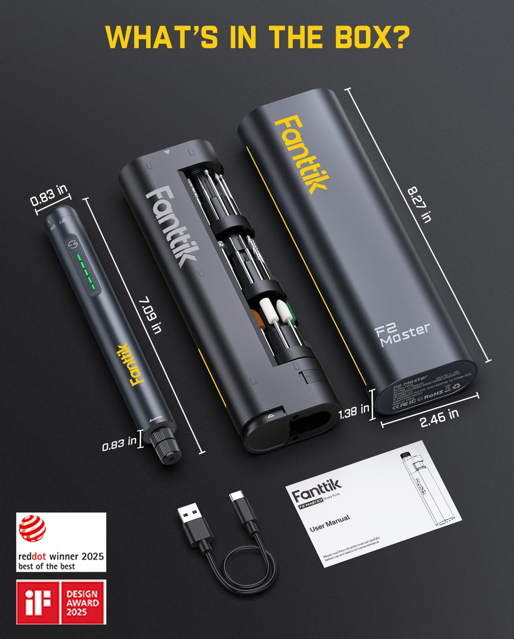 Fanttik F2 Master aluminum case open with pop-out tool, durable portable storage solution