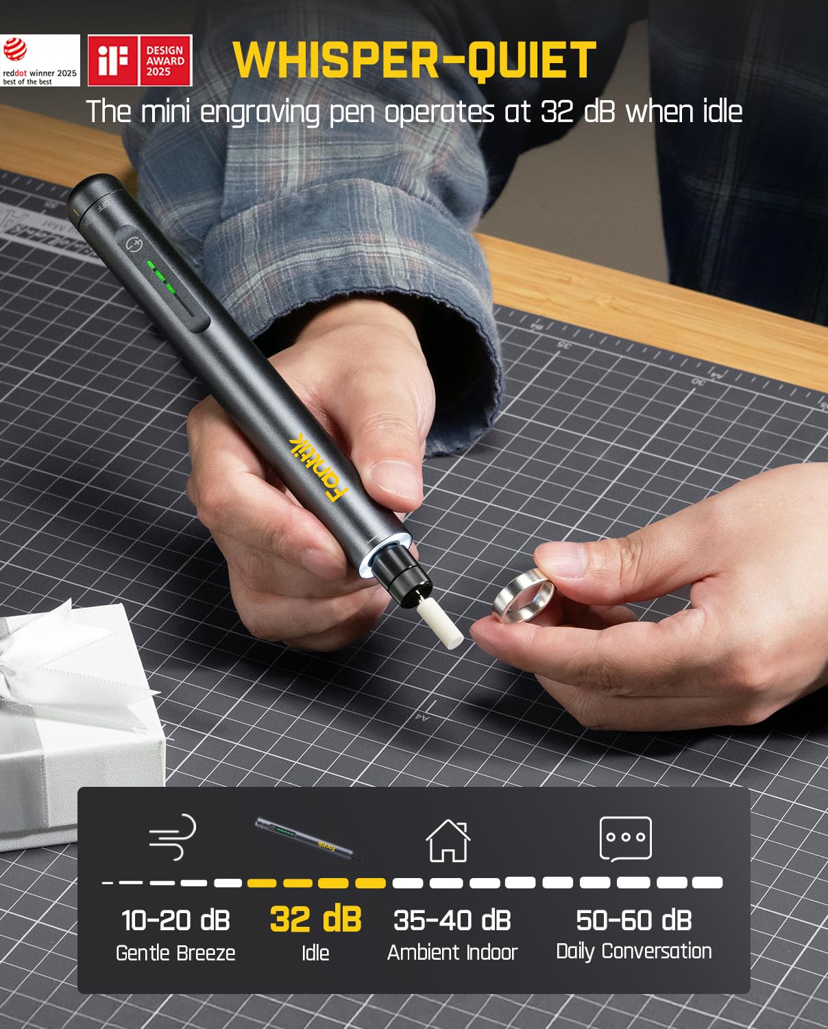 Hand holding Fanttik F2 Master to show scale and portability for mobile makers