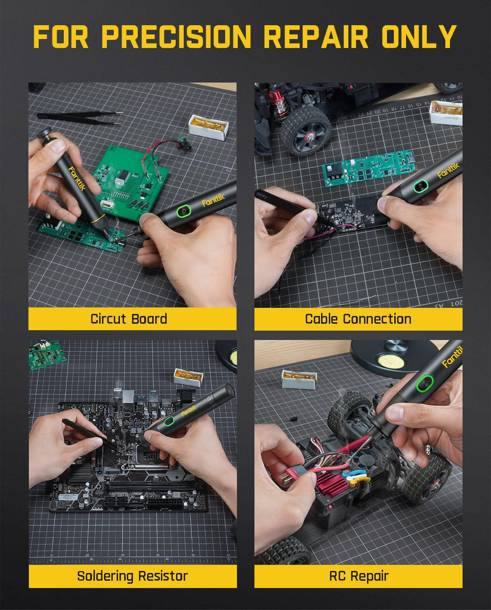 Fanttik kit contents laid out overhead showing included tips and accessories for ready setup