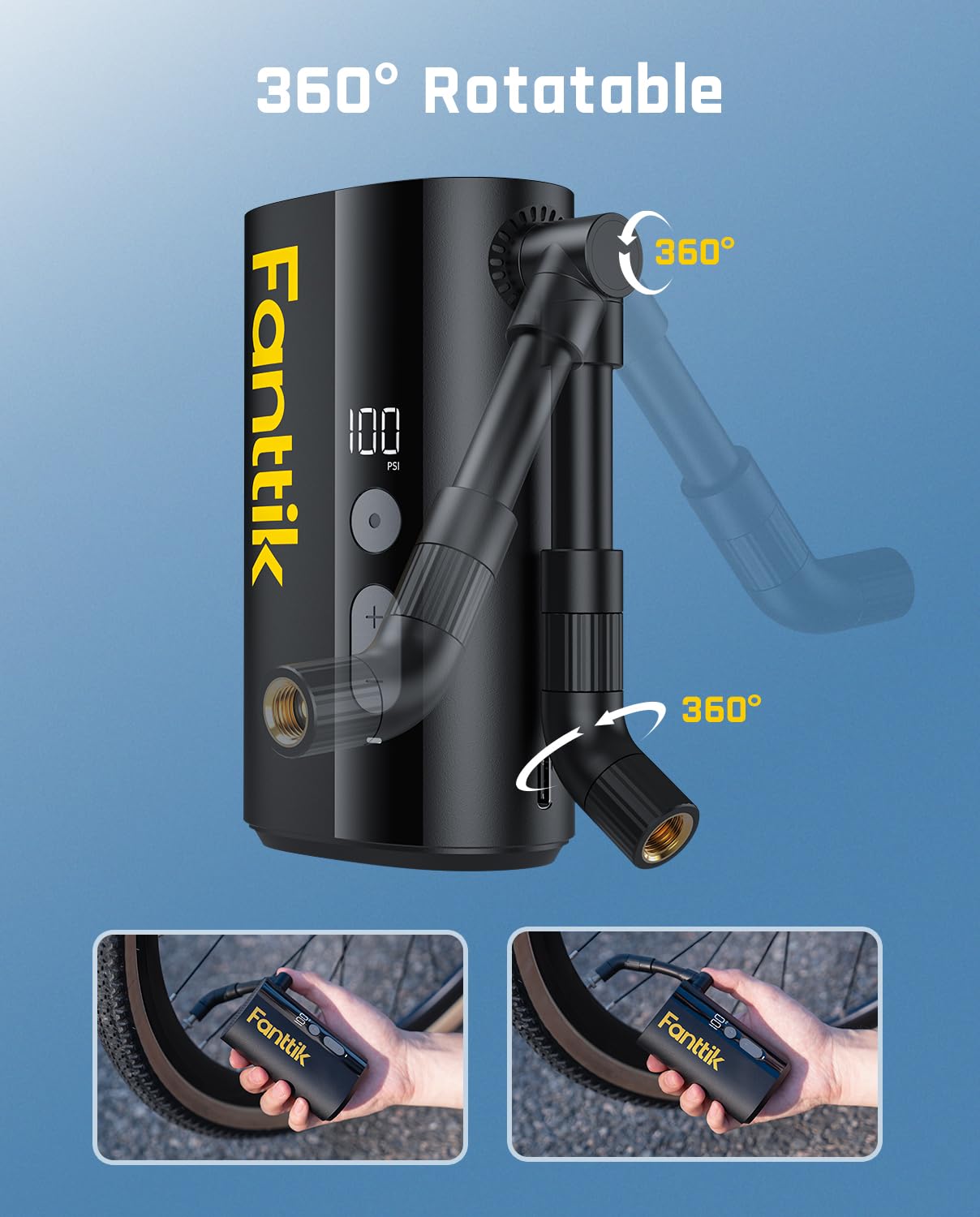 Fanttik X9 Ace con cable de carga, batería 5000 mAh para múltiples inflados