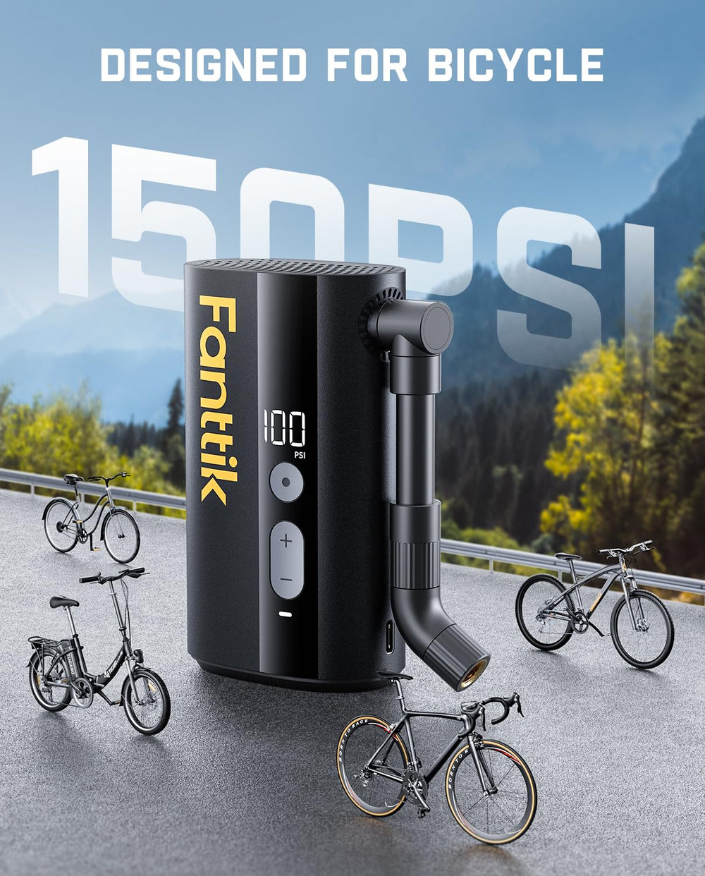 Fanttik X9 Ace etiqueta de especificaciones 150 PSI, seguridad y potencia
