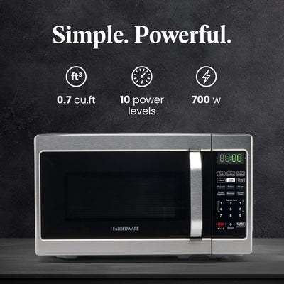 Farberware closeup of digital control panel showing presets and easy one-touch operation benefit