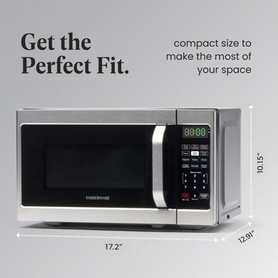 Farberware reheating pizza inside microwave demonstrating quick heating and meal-ready convenience