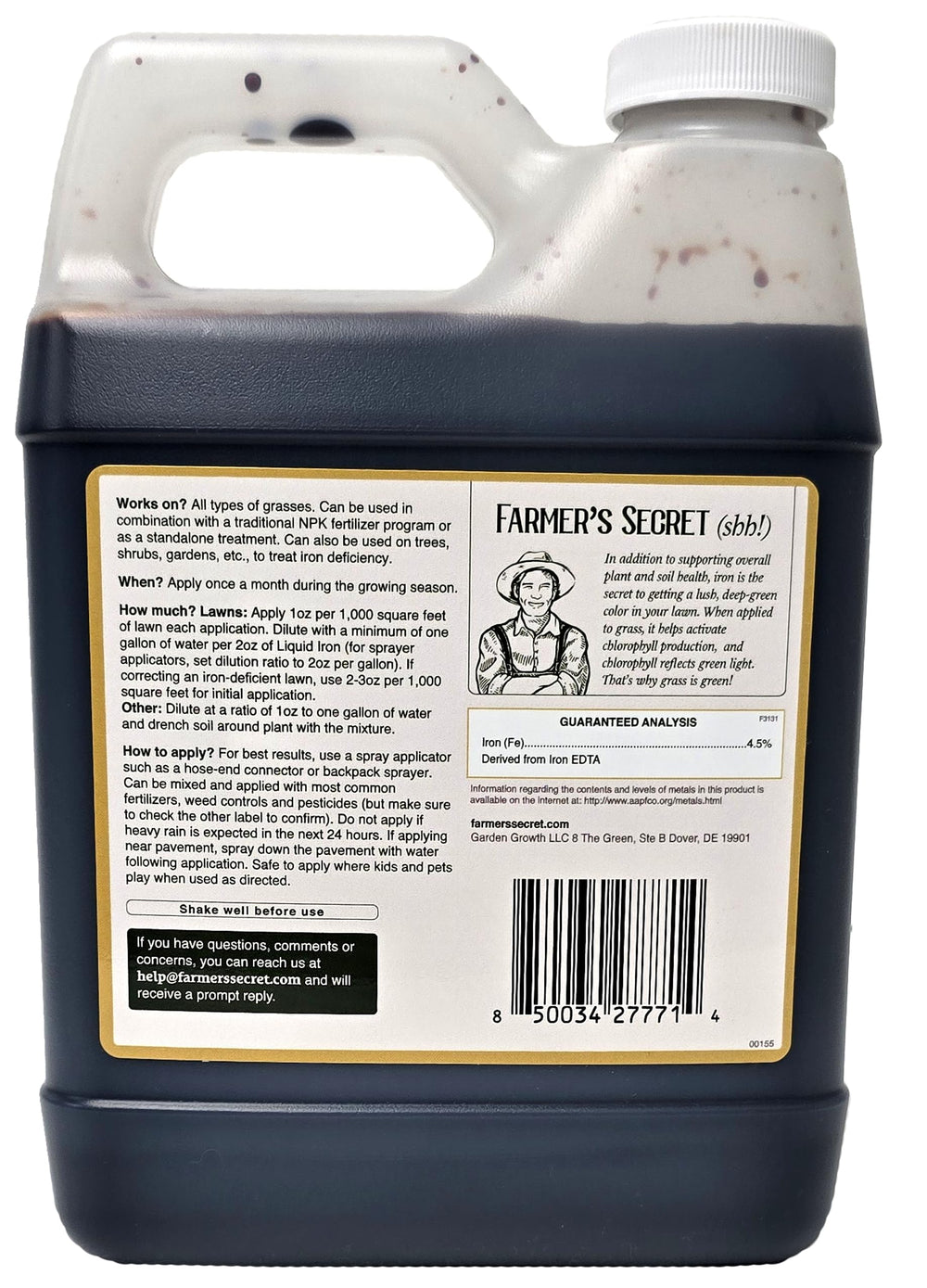 Primer plano del líquido de Farmer's Secret mostrando textura y color claro