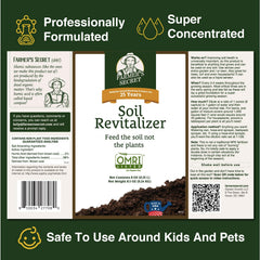 Farmer's Secret etiqueta y certificación OMRI en primer plano para confianza