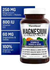FarmHaven ingredientes vegetales como espinaca y brócoli aportando magnesio