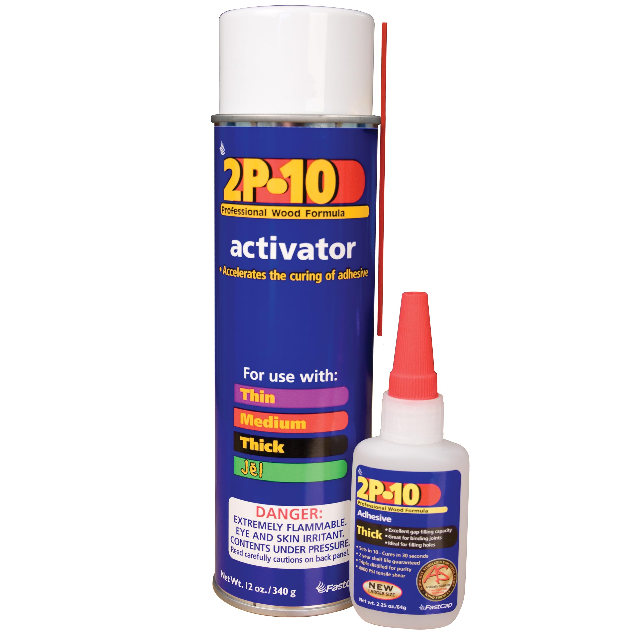 FastCap estuche frontal mostrando adhesivo y activador, solución portátil