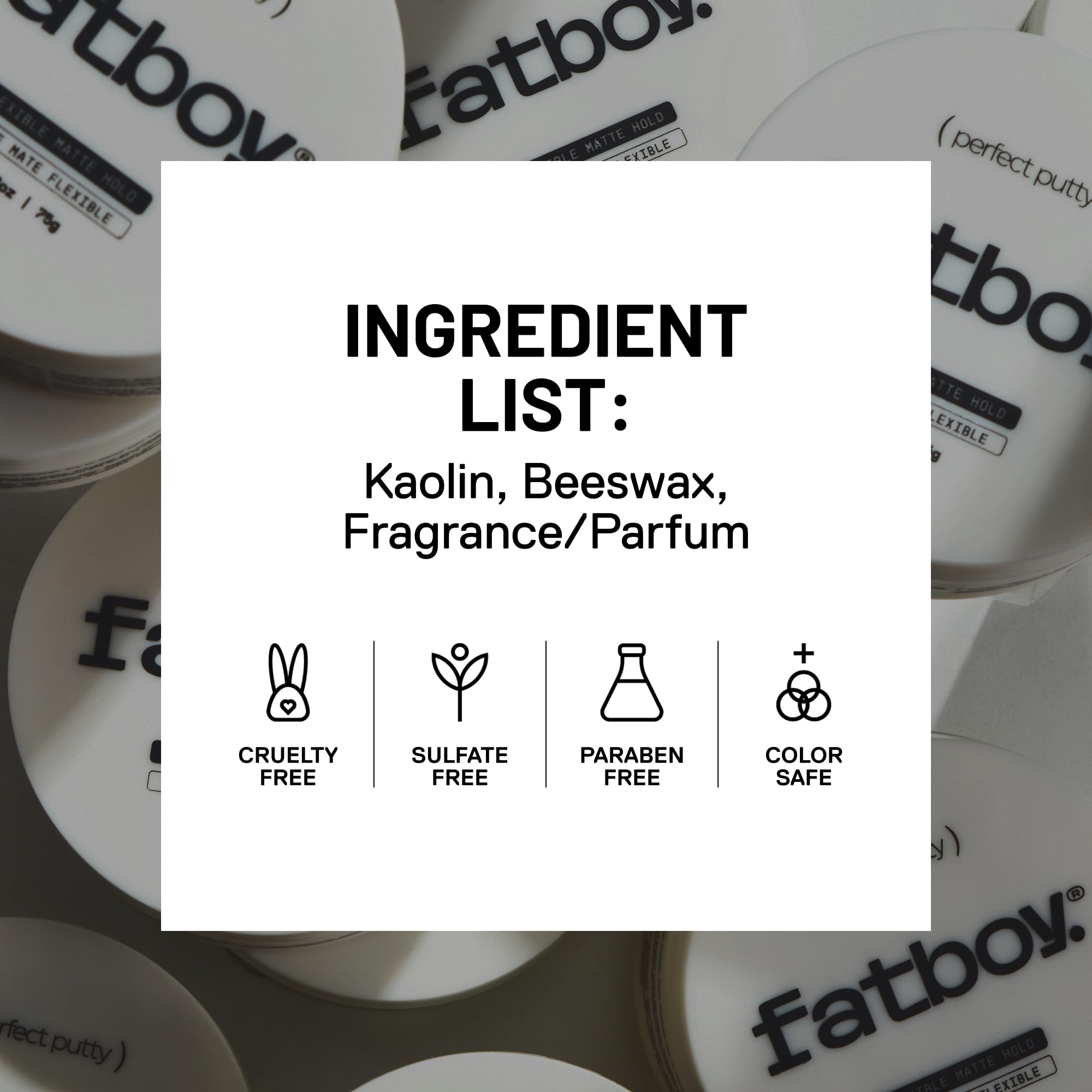 Fatboy Hair envase reciclable enfatizando sostenibilidad y diseño