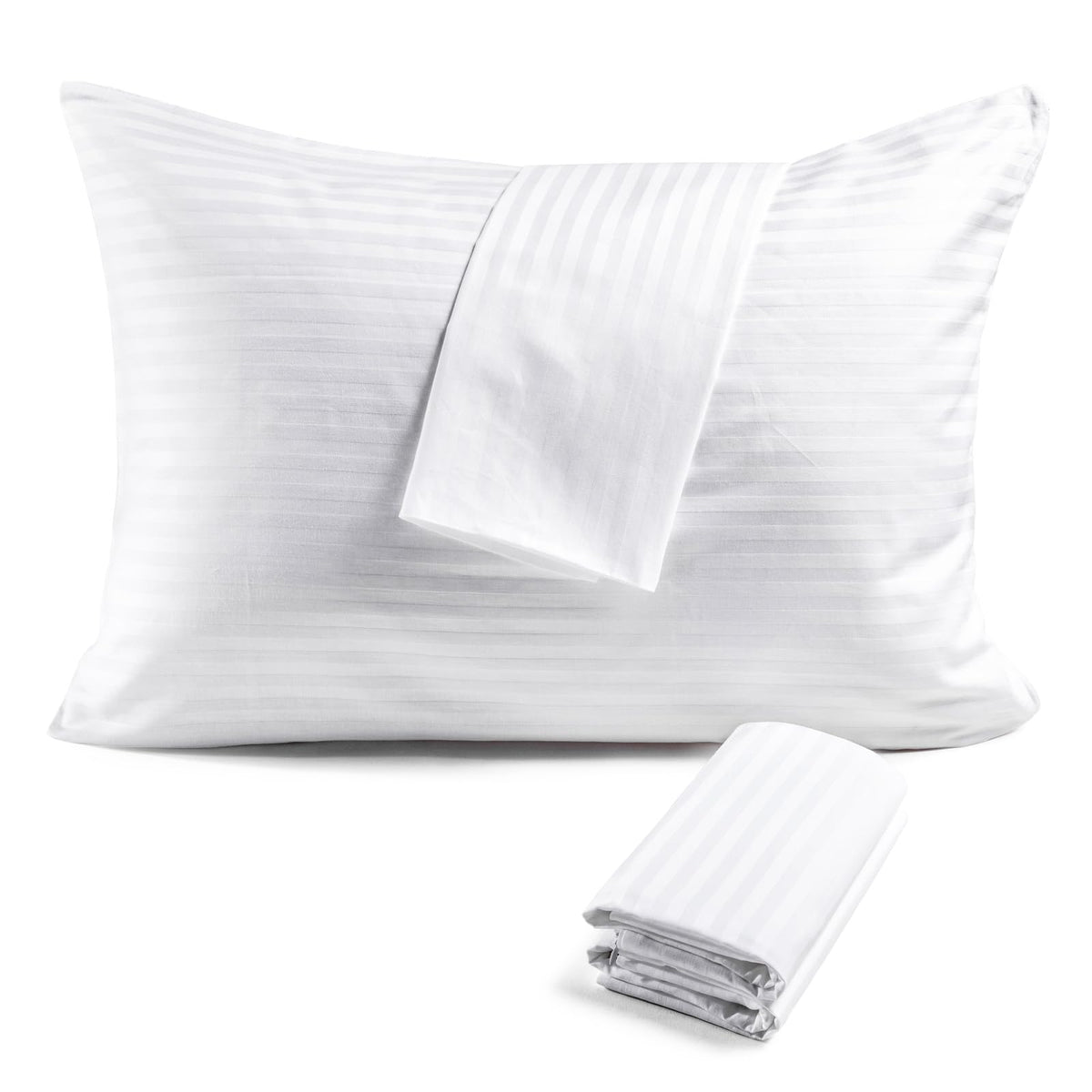 FAUNNA front view of four white pillow protectors showing neat packaging and uniform look