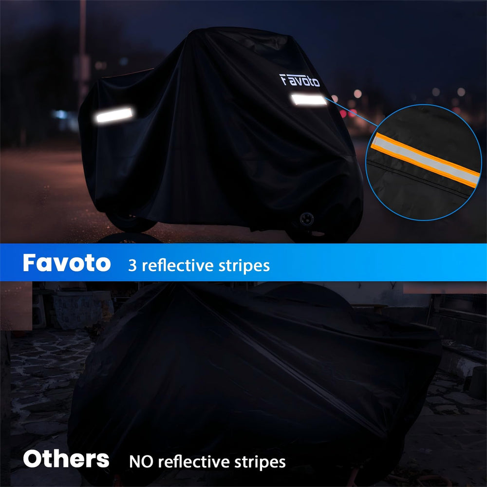 Favoto wind buckles at wheels securing cover during strong winds