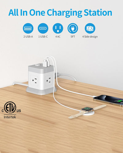 FDTEK enchufe plano y cable 5 ft que facilita uso en espacios estrechos