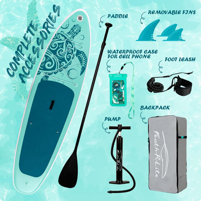 FEATH-R-LITE kit laid out with paddle, pump, backpack for convenience